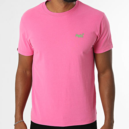 Superdry - Camiseta Essential Logo Bordado M1011245A Rosa Fucsia