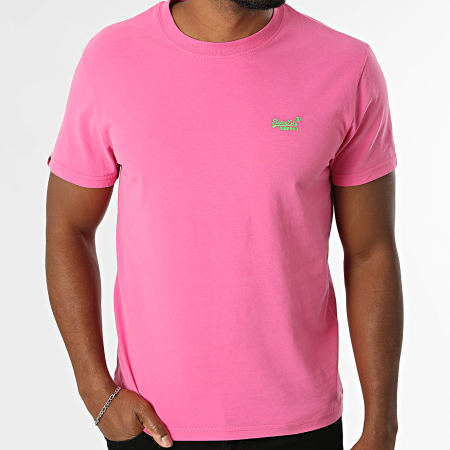 Superdry - Camiseta Essential Logo Bordado M1011245A Rosa Fucsia