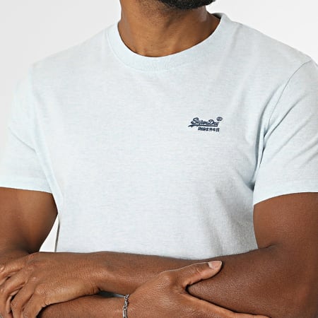 Superdry - Camiseta Essential Logo Bordado M1011245A Azul Cielo Jaspeado