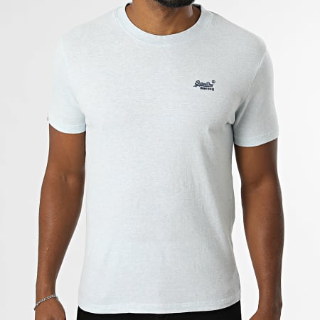 Superdry - Camiseta Essential Logo Bordado M1011245A Azul Cielo Jaspeado
