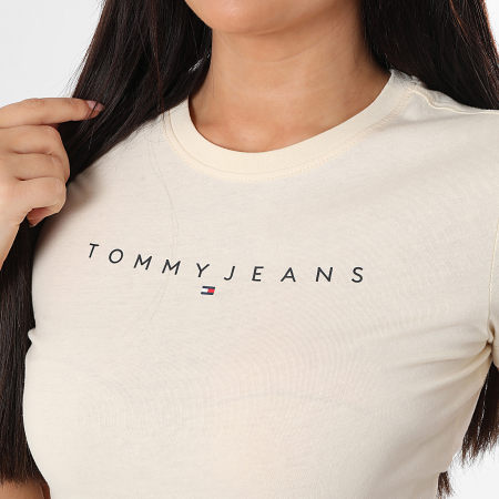 Tommy Jeans - Tee Shirt Femme Slim Linear 8398 Jaune Clair