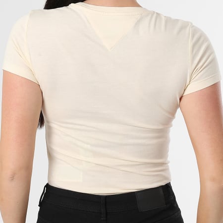 Tommy Jeans - Tee Shirt Femme Slim Linear 8398 Jaune Clair