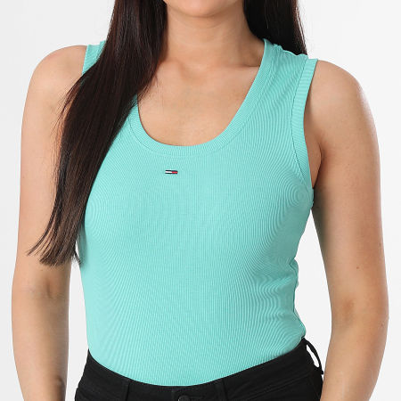 Tommy Jeans - Débardeur A Rayures Femme Essential 0673 Turquoise