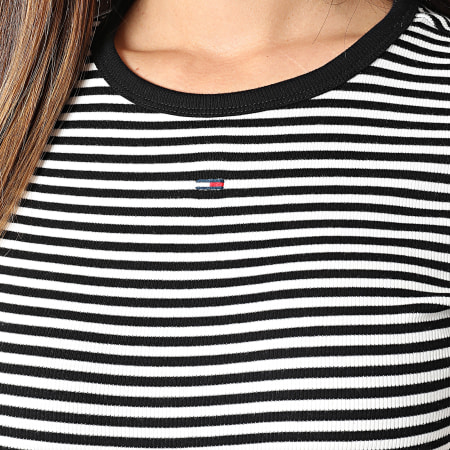 Tommy Jeans - Lot De 2 Tee Shirts Slim Femme Essential Rib 1430 Beige Clair Noir