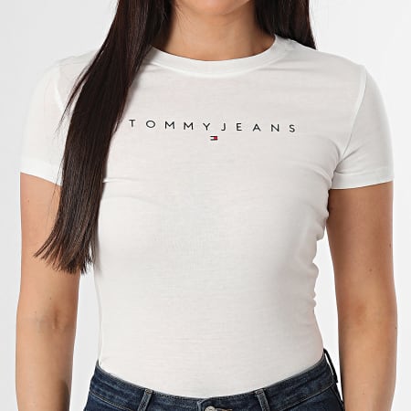 Tommy Jeans - Tee Shirt Femme Slim Linear 8398 Beige Clair