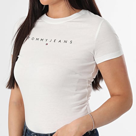 Tommy Jeans - Tee Shirt Femme Slim Linear 8398 Beige Clair