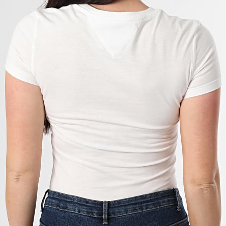 Tommy Jeans - Tee Shirt Femme Slim Linear 8398 Beige Clair