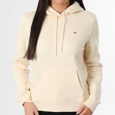 Tommy Jeans - Sweat Capuche Regular Femme Flag 9958 Jaune Clair