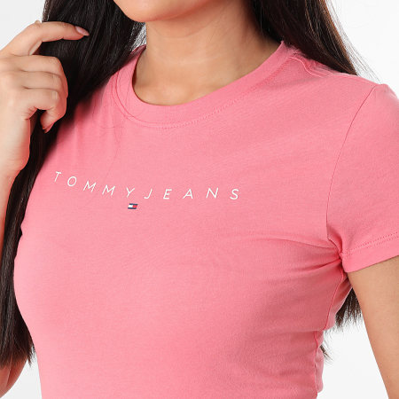 Tommy Jeans - Tee Shirt Femme Slim Linear 8398 Rose