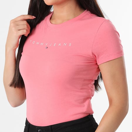 Tommy Jeans - Tee Shirt Femme Slim Linear 8398 Rose