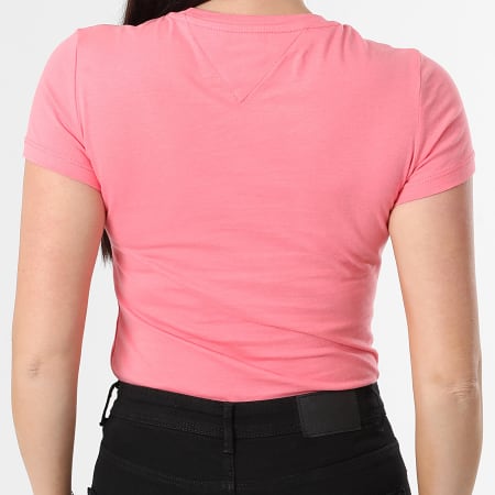 Tommy Jeans - Tee Shirt Femme Slim Linear 8398 Rose