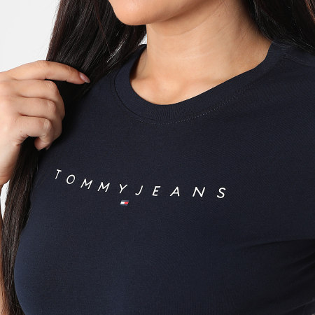 Tommy Jeans - Tee Shirt Femme Slim Linear 8398 Bleu Marine