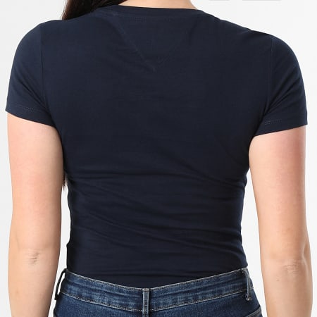 Tommy Jeans - Tee Shirt Femme Slim Linear 8398 Bleu Marine