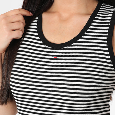 Tommy Jeans - Débardeur A Rayures Femme Essential 0673 Noir Beige Clair