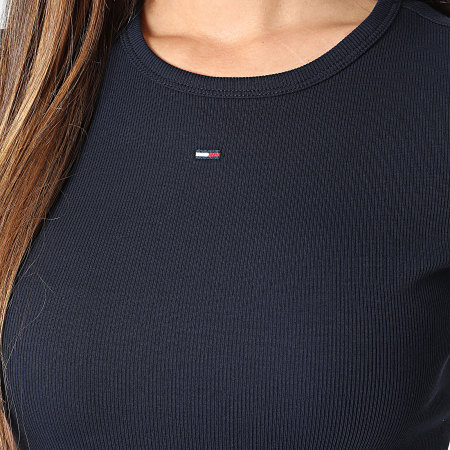 Tommy Jeans - Lot De 2 Tee Shirts Slim Femme Essential Rib 1430 Beige Clair Bleu Marine