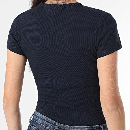 Tommy Jeans - Lot De 2 Tee Shirts Slim Femme Essential Rib 1430 Beige Clair Bleu Marine