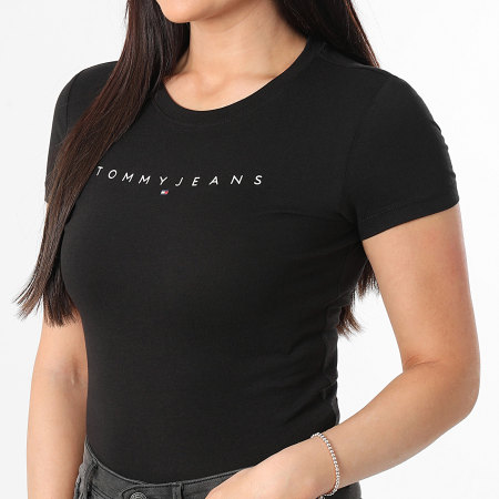 Tommy Jeans - Tee Shirt Femme Slim Linear 8398 Noir