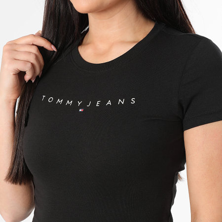 Tommy Jeans - Tee Shirt Femme Slim Linear 8398 Noir