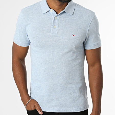 Tommy Hilfiger - Polo Manches Courtes Slim 1985 7771 Bleu Clair Chiné