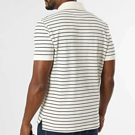 Tommy Hilfiger - Polo Manches Courtes A Rayures Regular Fit 1985 7770 Beige Clair Noir