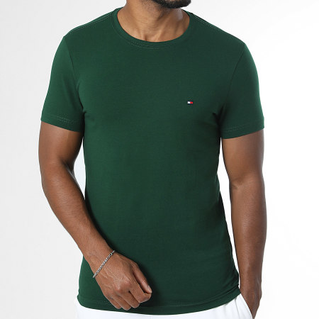 Tommy Hilfiger - Tee Shirt Slim Stretch 0800 Vert Foncé