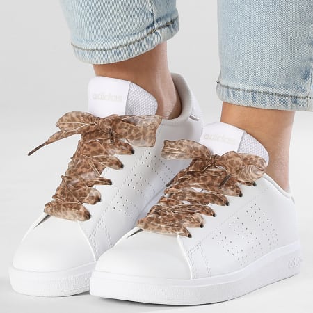 Adidas Sportswear - Baskets Femme Advantage Base 2.0 J IE8688 x SUPERLACED Lacets Léopard Jaune