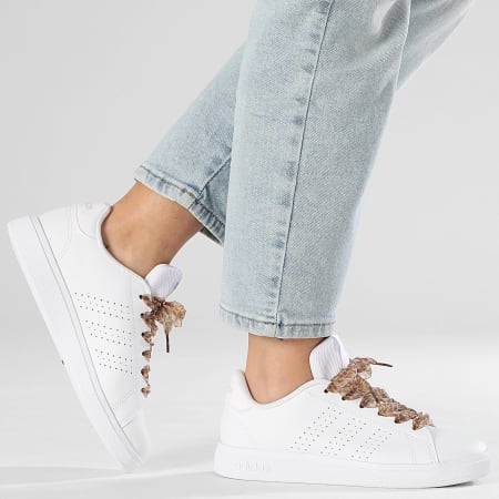 Adidas Sportswear - Baskets Femme Advantage Base 2.0 J IE8688 x SUPERLACED Lacets Léopard Jaune