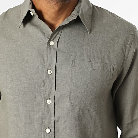 Colorful Standard - Long Sleeve Linen Shirt CS4012 Khaki Green
