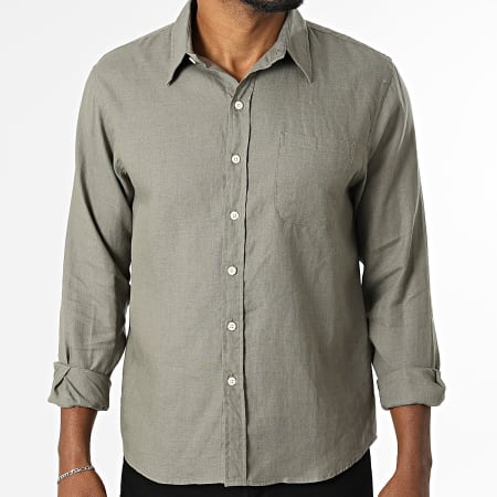 Colorful Standard - Long Sleeve Linen Shirt CS4012 Khaki Green
