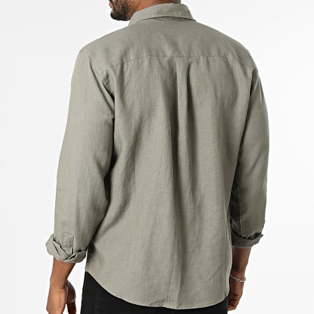 Colorful Standard - Long Sleeve Linen Shirt CS4012 Khaki Green