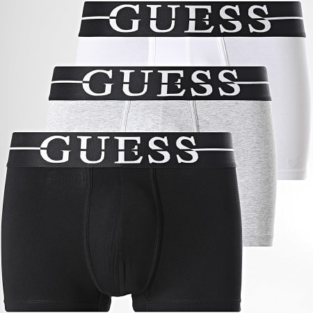 Guess - Lot De 3 Boxers U6GG00-K6YW1 Blanc Gris Chiné Noir