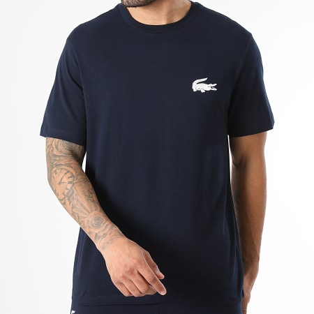 Lacoste - Ensemble Tee Shirt Et Short Jogging Big Logo Bleu Marine