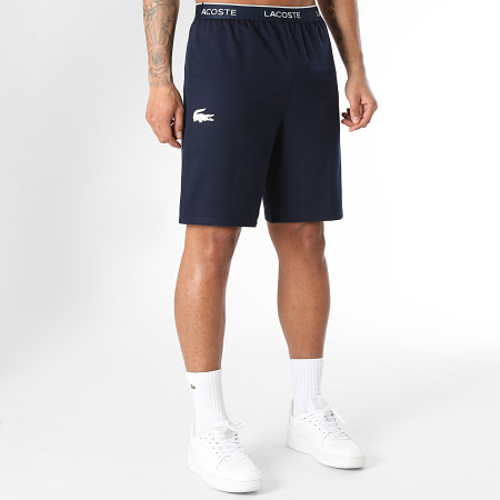 Lacoste - Ensemble Tee Shirt Et Short Jogging Big Logo Bleu Marine