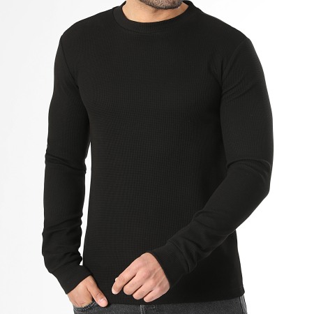 LBO - Lot De 2 Pulls Col Rond Waffle 3922 3925 Noir Beige Clair