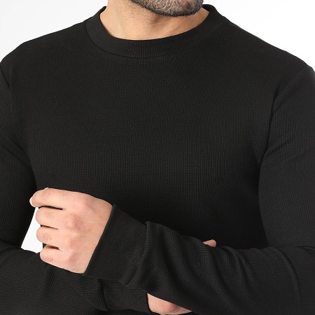LBO - Lot De 2 Pulls Col Rond Waffle 3922 3925 Noir Beige Clair