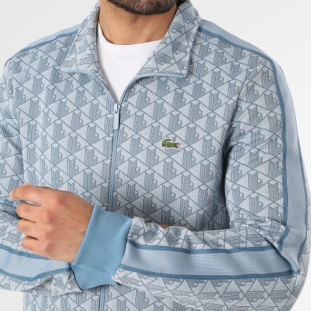 Lacoste - Ensemble Veste Zippée Et Pantalon Jogging Logo Brodé Crocodile The Blend Bleu Clair