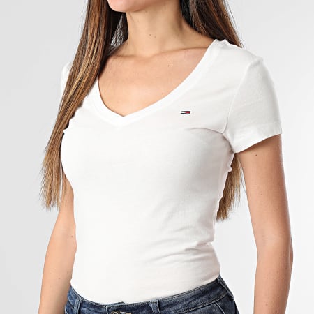 Tommy Jeans - Lot De 3 Tee Shirts Col V Femme 3005 Noir Blanc Bleu Marine