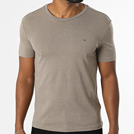 Tommy Jeans - Tee Shirt Slim Jaspe 0363 Taupe
