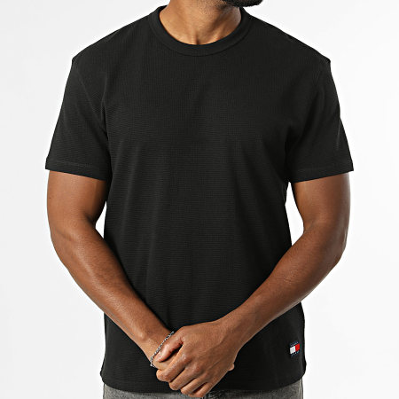 Tommy Jeans - Tee Shirt Regular Fit Waffle 2529 Noir
