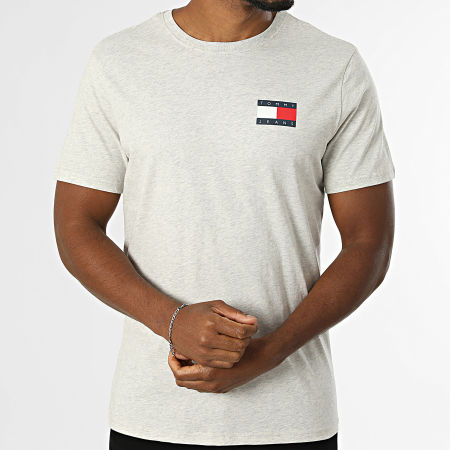 Tommy Jeans - Tee Shirt Slim Essential Flag 0740 Gris Chiné