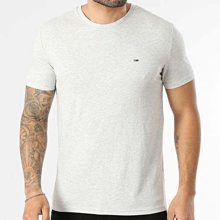 Tommy Jeans - Tee Shirt Slim Jaspe 0363 Gris Clair Chiné
