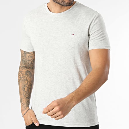 Tommy Jeans - Tee Shirt Slim Jaspe 0363 Gris Clair Chiné