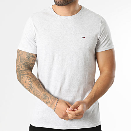 Tommy Jeans - Tee Shirt Slim Jersey 4411 Gris Clair Chiné