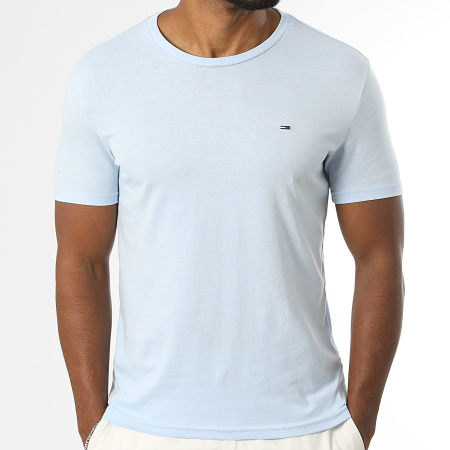 Tommy Jeans - Tee Shirt Slim Jaspe 0363 Bleu Clair