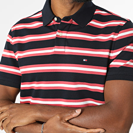 Tommy Hilfiger - Polo Manches Courtes Regular Fit 1985 7770 Bleu Marine Rose Blanc