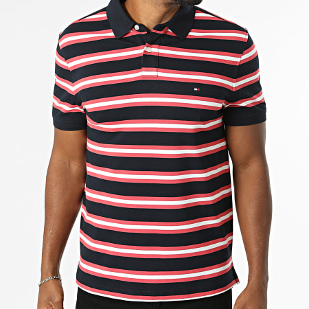 Tommy Hilfiger - Polo Manches Courtes Regular Fit 1985 7770 Bleu Marine Rose Blanc