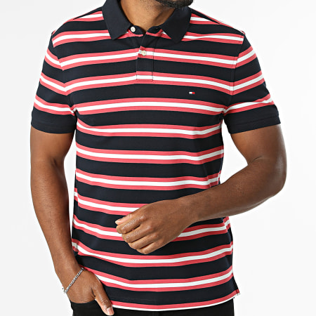 Tommy Hilfiger - Polo Manches Courtes Regular Fit 1985 7770 Bleu Marine Rose Blanc