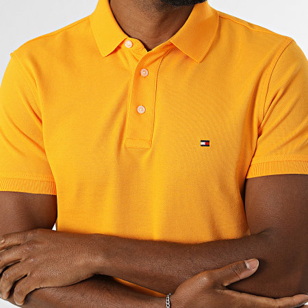 Tommy Hilfiger - Polo Manches Courtes A Rayures Slim 1985 7771 Orange