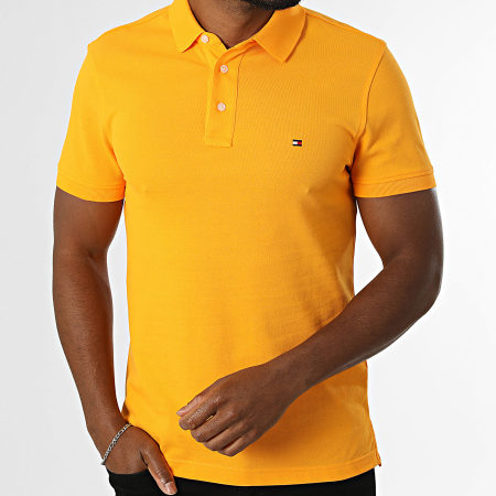 Tommy Hilfiger - Polo Manches Courtes A Rayures Slim 1985 7771 Orange
