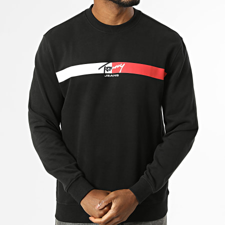 Tommy Jeans - Sweat Crewneck Regular Fit Sign Stripe 3019 Noir